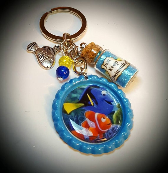 Disney inspired finding Nemo finding Dory keychain