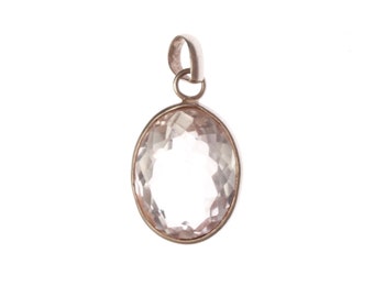 Faceted rock crystal Silver Pendant