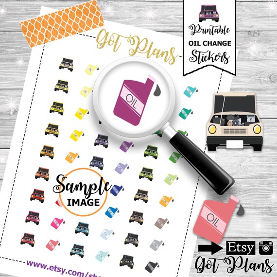 Oil Change Planner Stickers Printable Oil Change Stickers