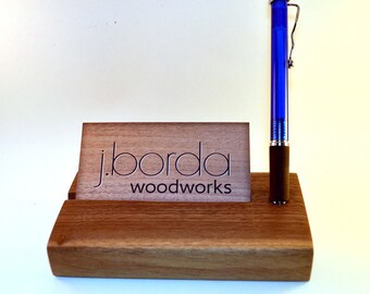 business card holder, desk decor, business card stand, wood card holder, business card holder for desk, office decor