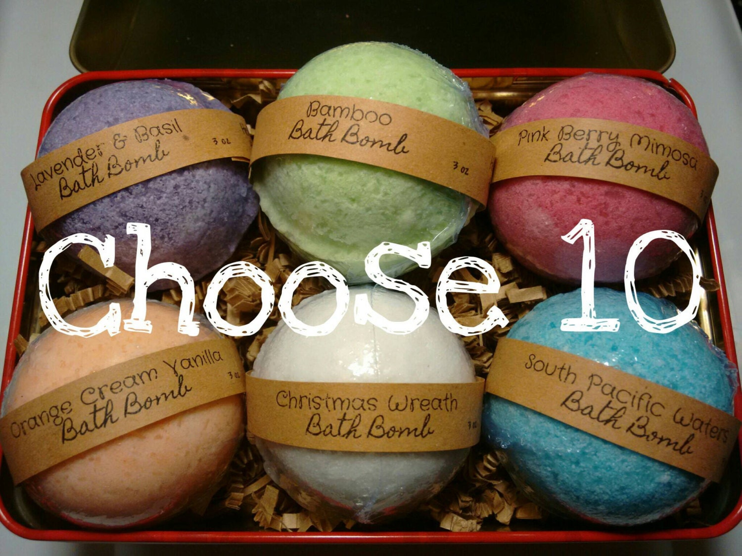 Set of 10 Bath Bomb Mix and Match Scents gluten free vegan