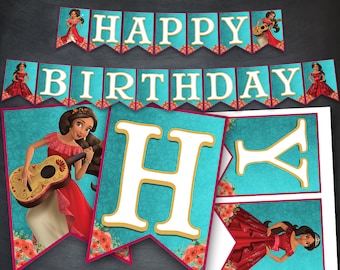 Elena of Avalor Banner, Elena of Avalor Birthday Banner, Elena of Avalor Party, Princess Elena Printables, Princess Elena Party