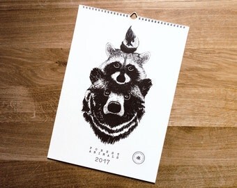 A3 wall calendar "Forest Animals 2017"
