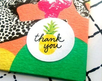96 thank you pineapple stickers. Pineapple seals. Thanks Envelope seals pineapple fruit sticker. Pineapple envelope seal. Thank you Wedding