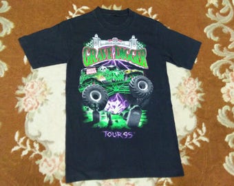 vintage GRAVE DIGGER monster jam truck t shirt racing tean tour 95 fits to size S