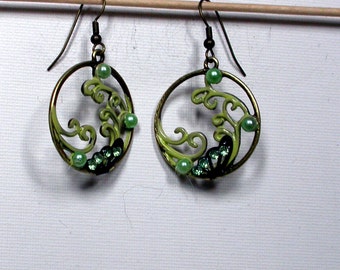 green wave earrings