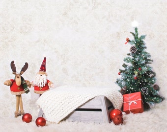 Christmas tree digital vintage backdrop
