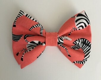 Coral zebra, zebra bow, pink bow, hair bow, zebras, baby bows, kid bows, bows, hair accessory, haid clips, headbands