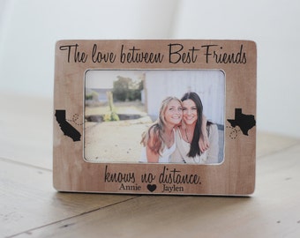 Best Friends Long Distance States Personalized Picture Frame The Love Between Best Friends Knows No Distance Gift
