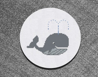 Whale cross stitch | Etsy