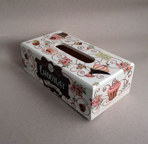 Kleenex box Tissue Box holder Painted wooden napkin box Luxury