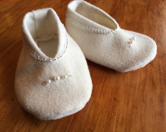 Hand Beaded White Booties