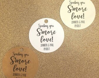 Sending smore love, smore wedding, wedding tags, favors tags, rustic, smores favors, wedding favor rustic, bridal shower favors, 25 count