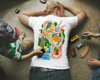 TRAIN SET INCLUDED!!!Train Play Mat T-Shirt, Father's gift, Train Map Shirt, Gift T shirt, T shirt For Dad.