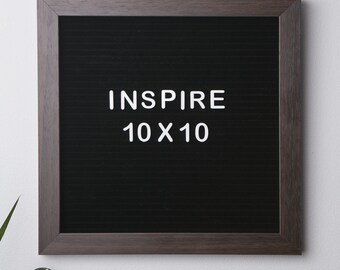 Black Felt 10"x10" Letterboard with Walnut Finish
