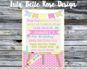 Painting Party Invitation, Art Party Invitation, Art Birthday Party Invitation, Art Themed Party, Paint Party Invites, Painting Party