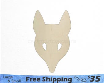 Fox Head Mask Shape - Woodland Wildlife - Large & Small - Pick Size - Laser Cut Unfinished Wood Cutout Shapes (SO-0113)