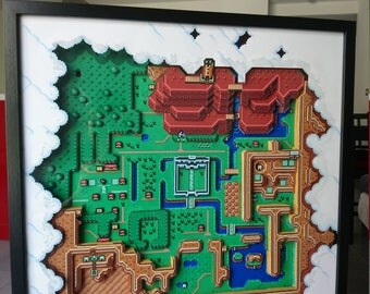 Diorama map of Hyrule from Legend of Zelda snes