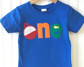 O-fish-ally ONE birthday tee. The BIG one first birthday shirt. Bobber, fishing, boating, vacation, trip, birthday shirt. Any age.