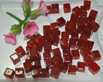 Carnelian cube beads, gemstone beads, natural stone, beads, destash