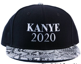 Kanye 2020 Embroidered Snakeskin Flat Bill Hat