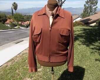 1940s 50s Mens vintage gabardine short jacket (ike-ricky)