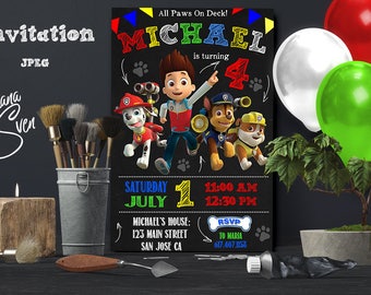 Paw Patrol Invitation, Paw Patrol Birthday Party, Boy Paw Patrol Birthday Invitation, Paw Patrol Invite Printable File, Paw Patrol Party
