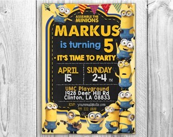 Minions invitation, 5x7 / 4x6 Despicable Me Invitation, Minion Card Printable, Minions Birthday Party, Minions Printable.