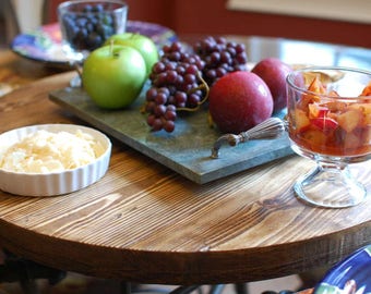Lazy Susan Wood, Lazy Susan Turntable, Wine Barrel Tray, Wine Barrel Lazy Susan, Wine Barrel Decor, Serveware, Cheese Plate - FREE Shipping