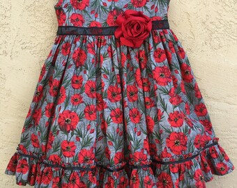 Red "Camila"poppies dress