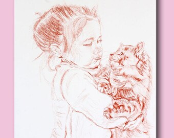 Blood drawing little girl and her cat