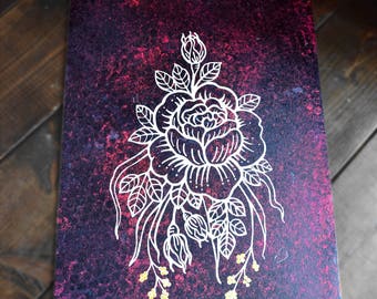 Rose Screen Printed Spray-painted Original Artwork