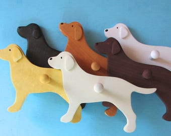 Labrador Retriever Dog Wood Leash Holder - Pick Your Labby Color