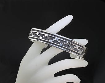 Vintage! Sterling Silver Mens Cuff Bracelet by Mary and Ken Bill