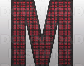 Letters SVG File,Plaid Letter M SVG File,Plaid Monogram Initial SVG -Vector Art for Commercial & Personal Use -Cricut,Silhouette Cameo,Vinyl
