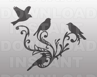 Fancy Decorative Ornate Birds SVG File -Vector Art for Commercial & Personal Use- SVG File for Cricut,Silhouette Cameo,Vinyl Template,htv
