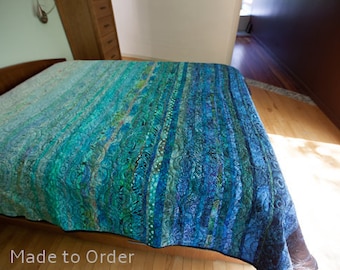 Oceanic Dreams Modern Quilt - custom made, one of a kind, king, queen, double, twin quilt, made in your size