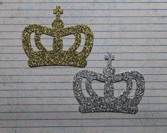 3 Medium Crown with cross on top glittered cardstock Die cuts