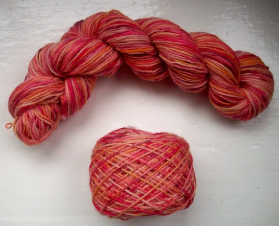 Sock yarn, hand dyed wool, hand painted, flame red, ochre, burgundy, mustard yellow, spice brown 100g by SpinningStreak