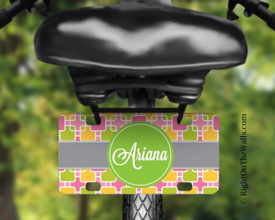 Kids Bike License Plate Girls Personalized Bike Tag Bike