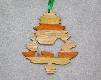 Wood Christmas Tree Dog Ornament - Basset Hound