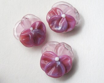 PANSIES - Sculptural Lampwork Glass Beads handmade by Serena Smith sjs sra
