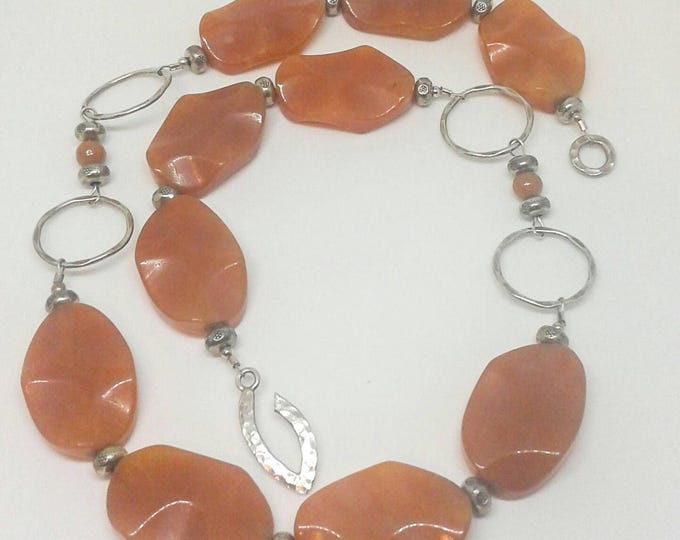 Item # 201736 Carol, Carnelian and Silver Necklaces and Earring Set, 20 Inches Long, Handcrafted, Handmade Jewelry, Gem Stone Jewelry