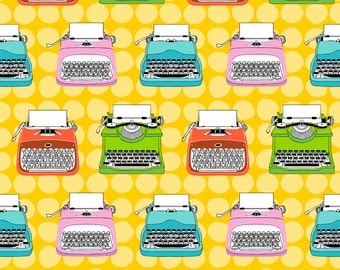 Typewriter Rainbow Fabric - Vintage Typewriters By Mirabelleprint - Retro Typewriters Cotton Fabric By The Yard With Spoonflower