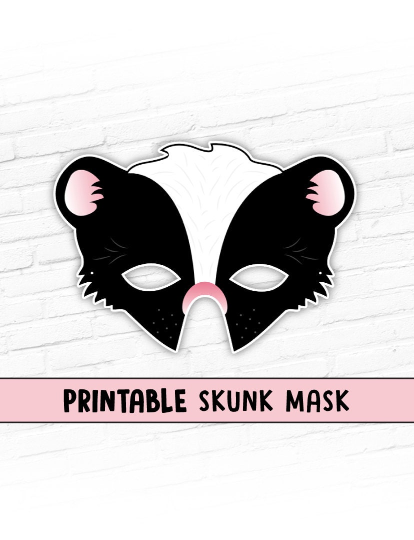 Skunk Mask Animal Masks Printable Party Mask Halloween