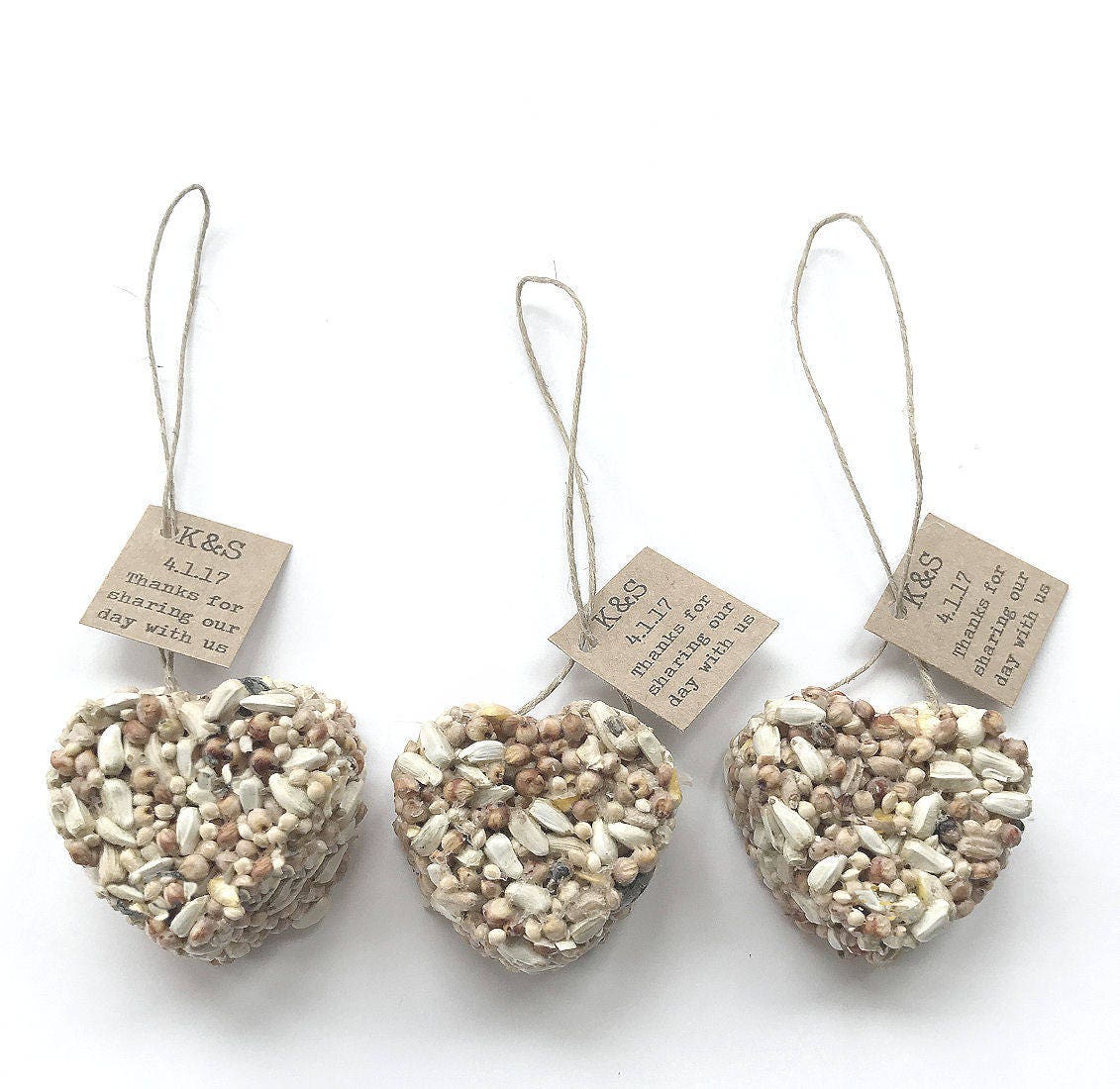 100 All Natural Bird Seed Heart Party Favors Unique Bridal