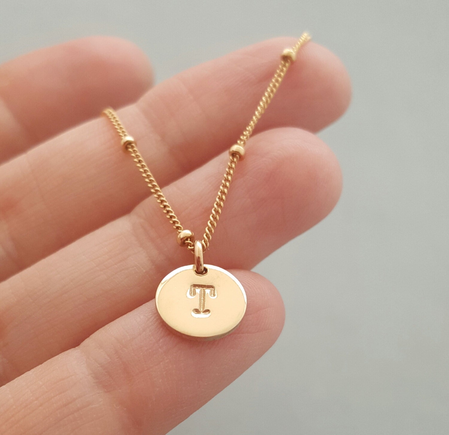 Gold Ankle Bracelet Initial Bracelet personalised disc