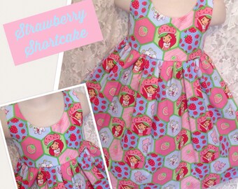 Strawberry Shortcake * classic jumper style dress CUSTOM SIZES child 2 3 4 5 6 7 8 - your choice sewnbyrachel