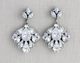 Bridal earrings, Crystal Wedding earrings, Wedding jewelry, Swarovski earrings, Bridal jewelry, Vintage style earrings, Chandelier earrings