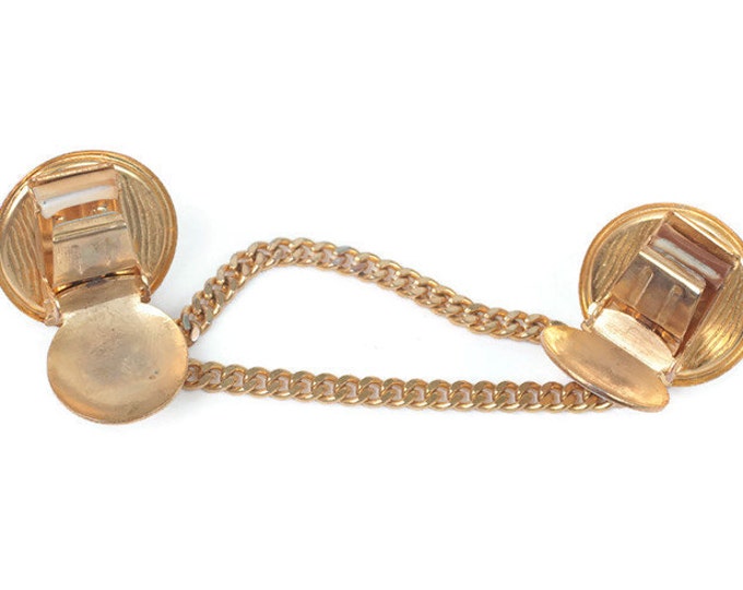 Vintage Faux Pearl Sweater Guard Gold Tone